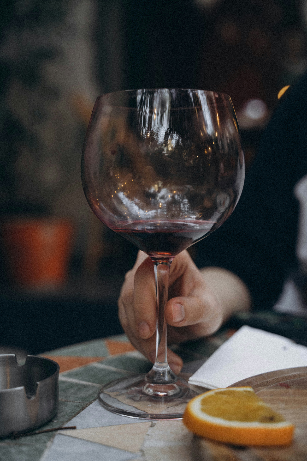 Azerbaijani wine against the lights of Baku