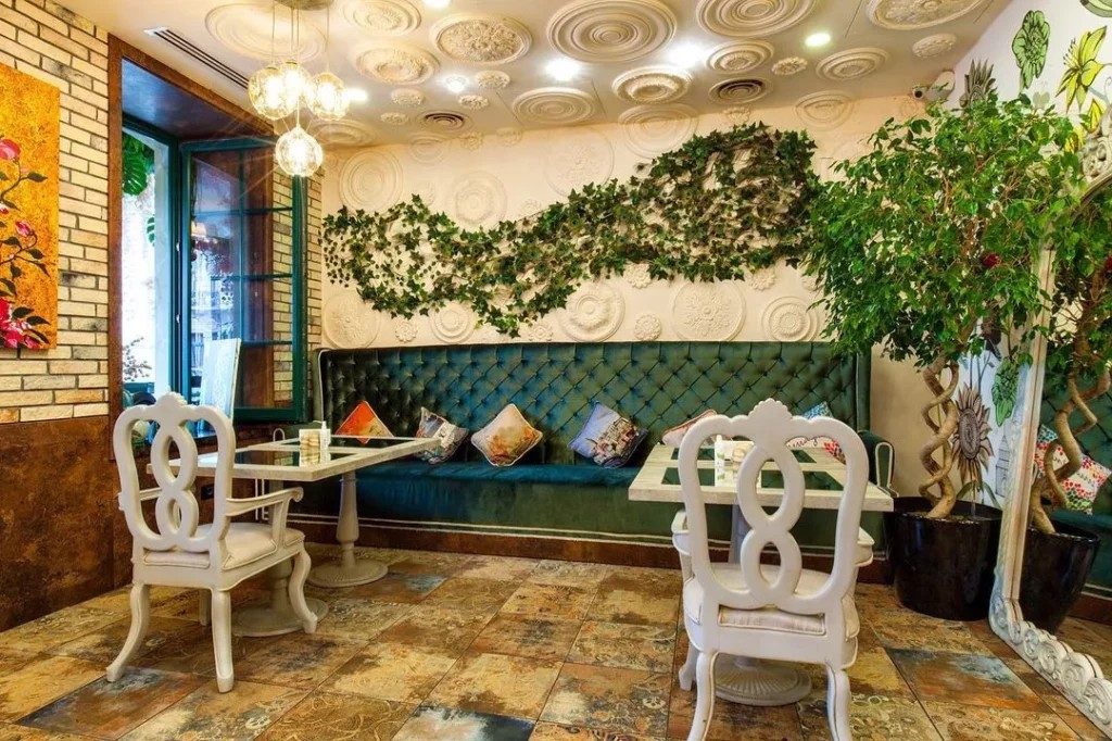 An overhead view of traditional Azerbaijani dishes shared across a table
